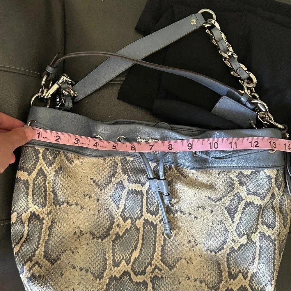 Coach Madison Marielle Python Snakeskin Blue Drawstring Shoulder Bucket Bag - Picture 14 of 14